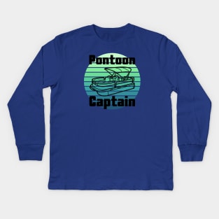 Pontoon Boat Captain Kids Long Sleeve T-Shirt